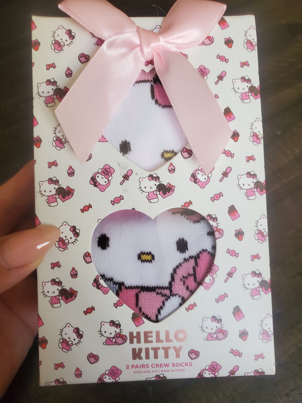 Hello Kitty Pink Character Crew Socks - 2 Pair Set - Picture 1 of 3